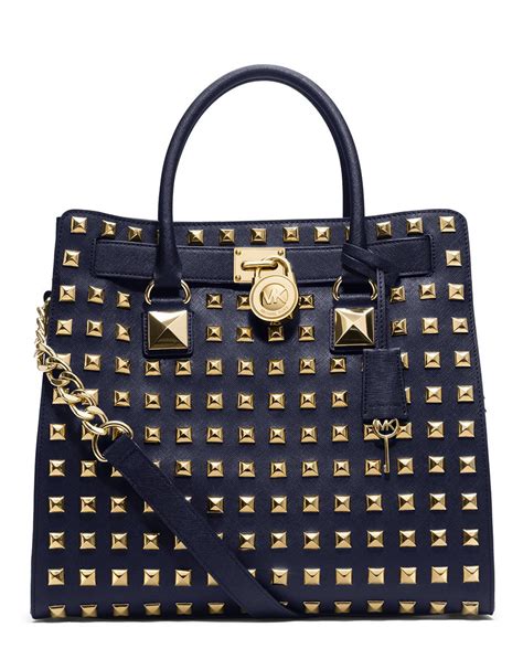 blue michael kors hamilton|Michael Kors Hamilton studded bag.